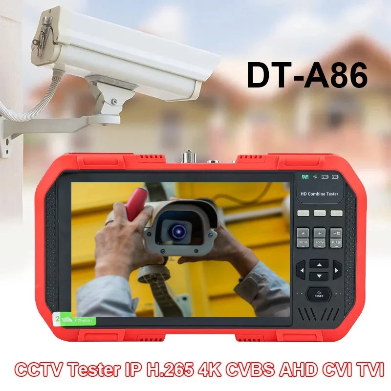 Фото IP H.265 4K HD 7-дюймовый тестер-монитор для систем видеонаблюдения A86 5 в 1 AHD CVI TVI CVBS для тестирования 8-мегапиксельных камер, мультиметр + измеритель оптического волокна. №1