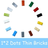 200pcs moc assemble particles 3023 thin plate 1x2 dots diy building blocks 12 figures bricks educational creative toy for kids