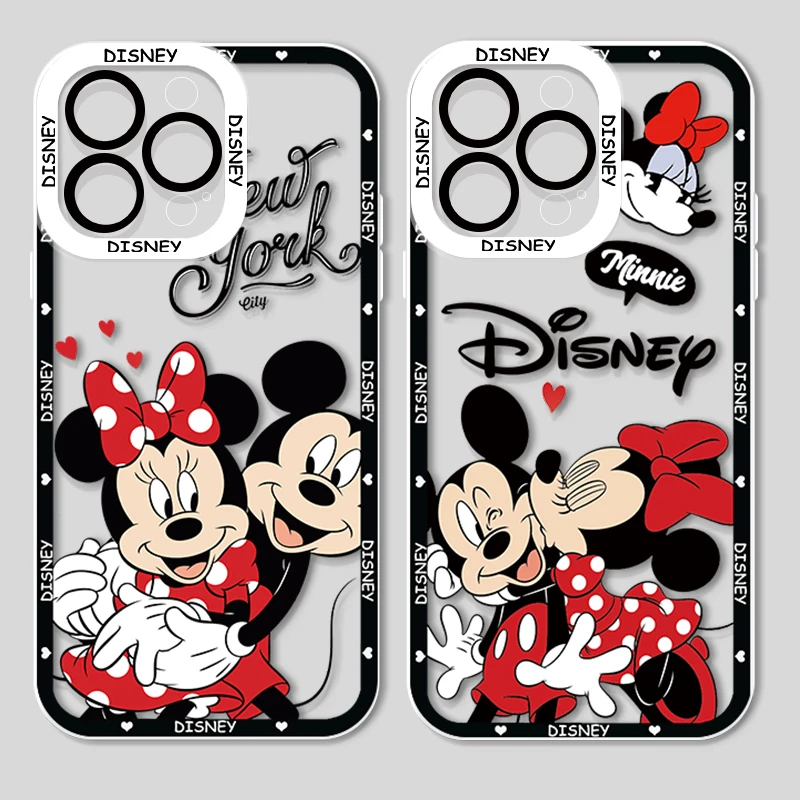

Mouse Disney Mickey Minnie Transparent Phone Case For iPhone 14 13 12 11 Mini XS XR X Pro MAX 8 7 6 Plus SE Angel Eyes