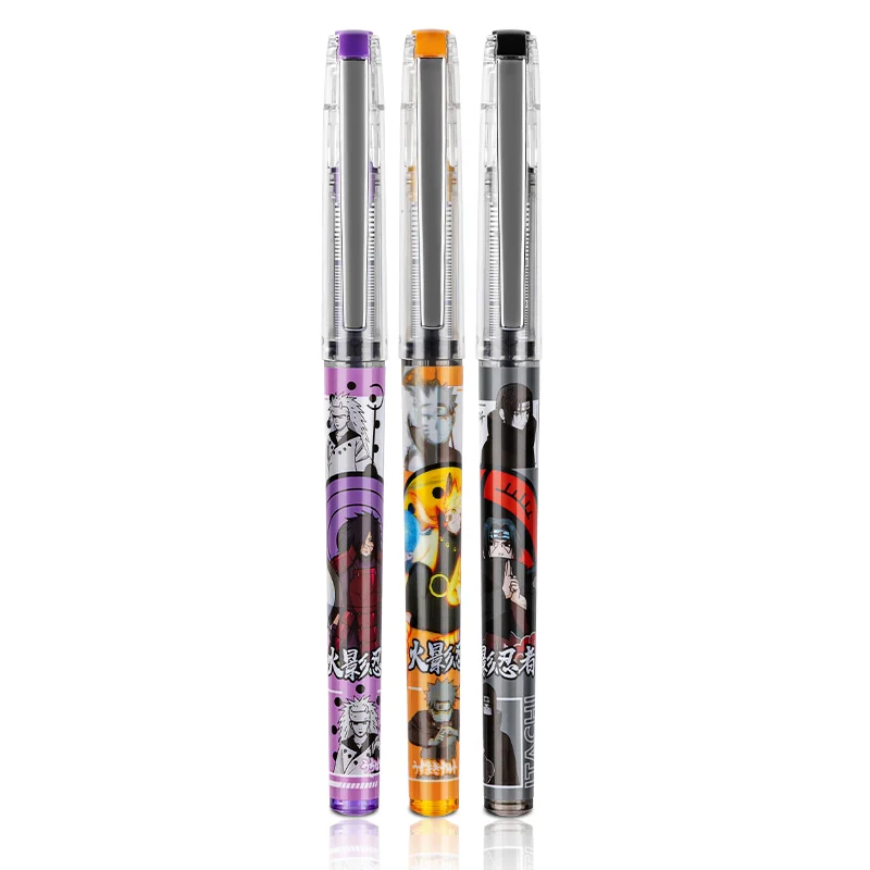 

3Pcs Deli S885 Naruto Straight Liquid Gel Pen 0.5mm Full Needle Tube Black Ink Supplies School Office Stationery