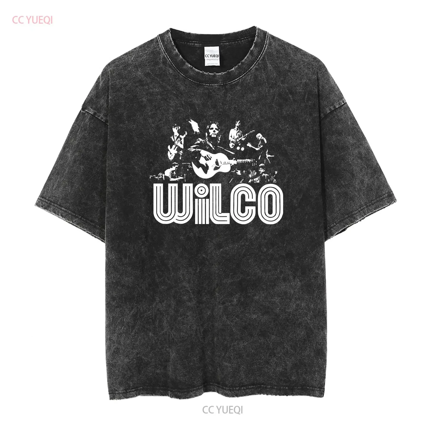 Фото Wilco Band черный член Альбом футболка мужская от S до 4XL ZC1366 винтажная стираная повседневная дизайнерская одежда графика растянутая слегка №2