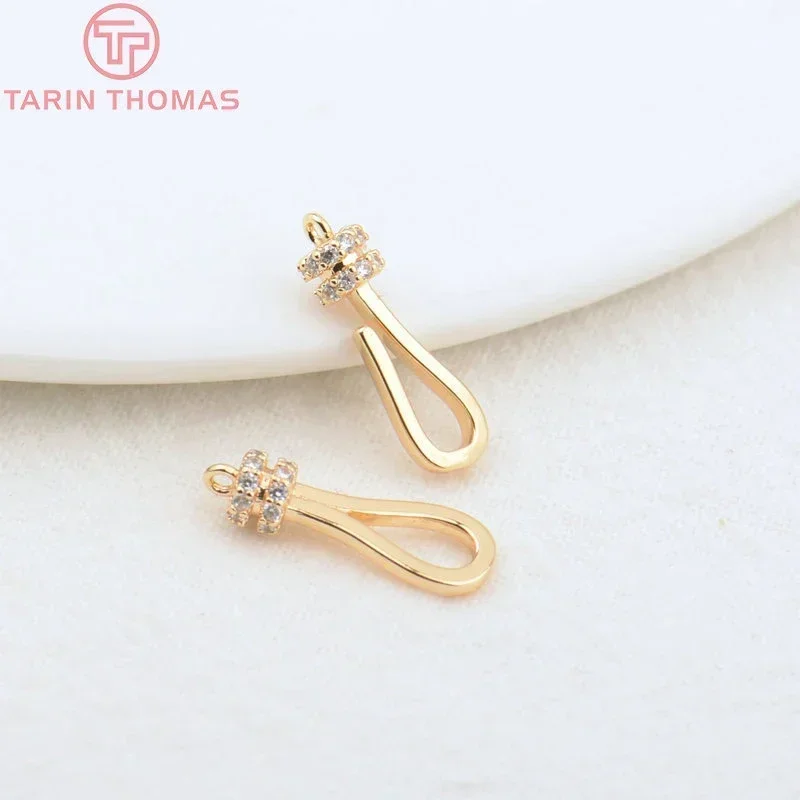 (3968) 15x6 мм 15 5x4 8 24-каратное золото латунь с цирконом подвески разъем для браслета