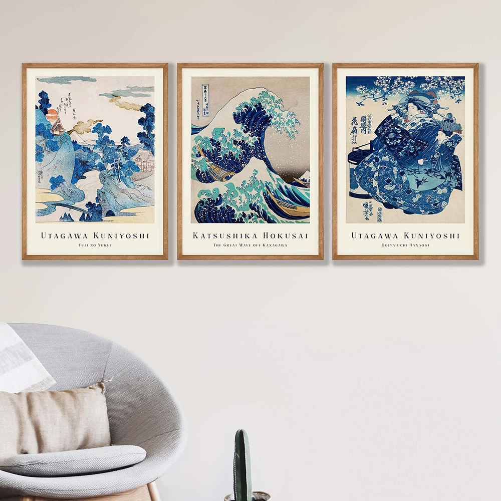 

Katsushika Hokusai Great Wave Off Kanagawa Mount Fuji Print Bar Cafe Living Room Posters Home Decor Wall Art Canvas Painting