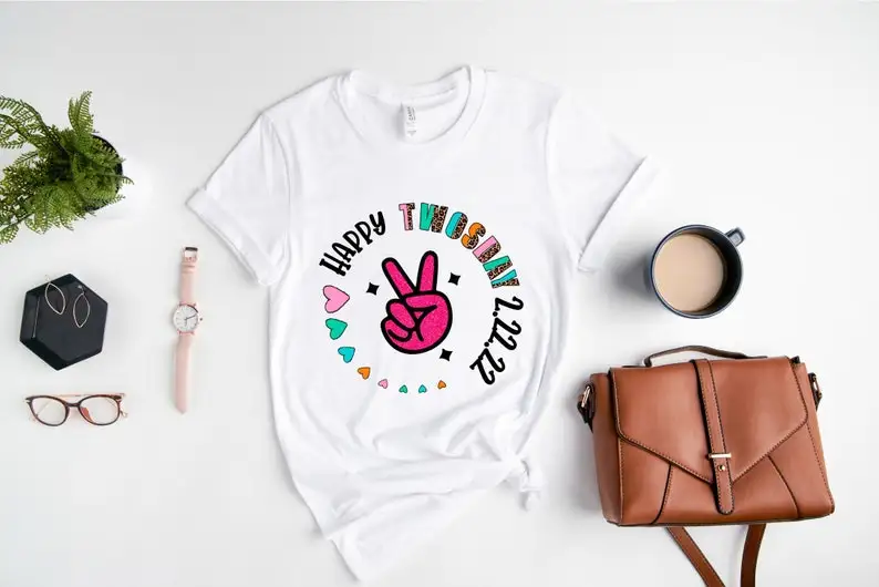 

Happy Twosday Shirt Tuesday February 22nd 2022 Funny Twosday Shirts 222 Numbers 100% Cotton O Neck Short-Sleeve Unisex T-Shirt