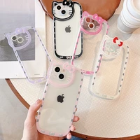 for iphone 13 case pure color cute cat head phone case for iphone 12 11 pro max x xr xs max shockproof transparency tpu cover