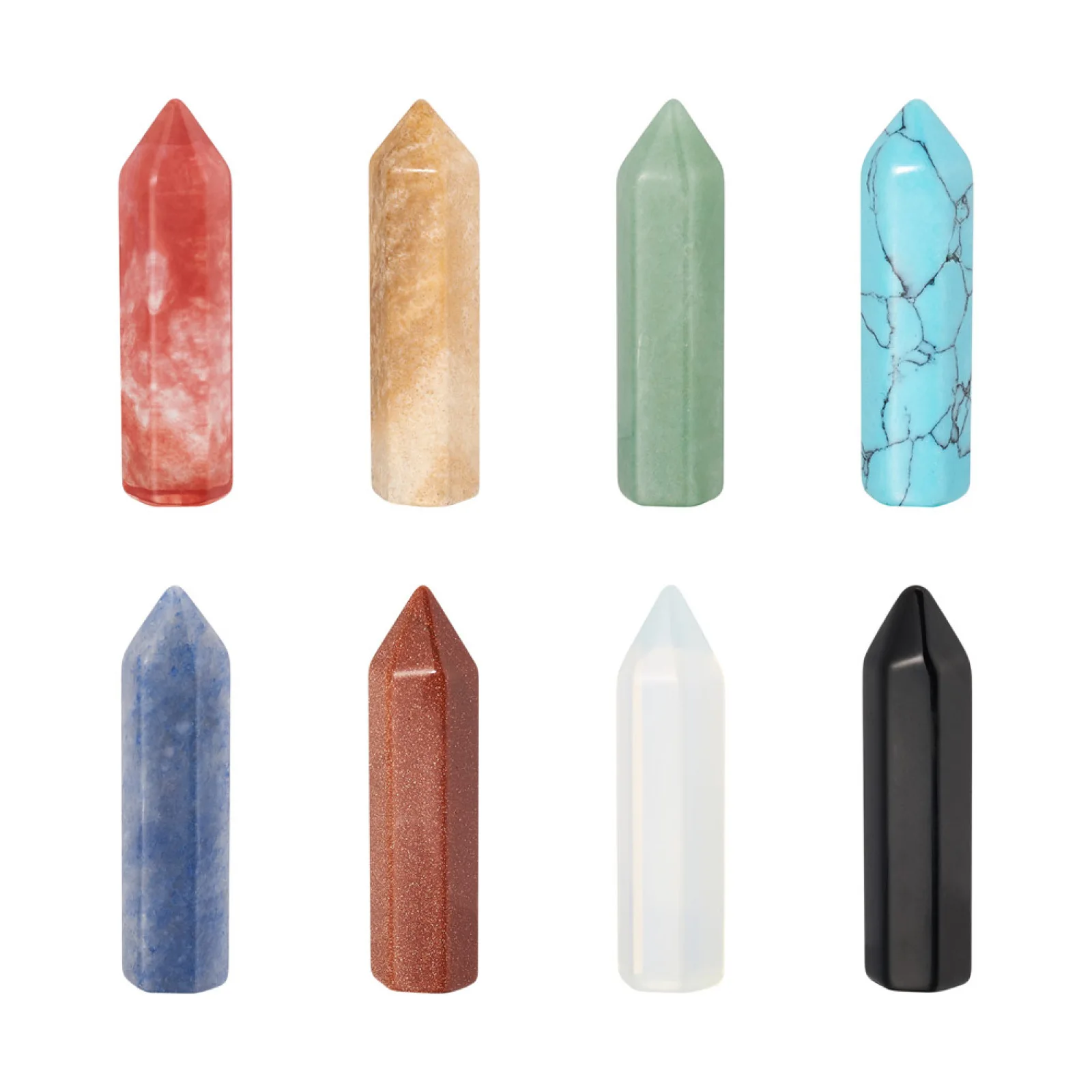 8Pcs Bullet Shape No Hole Gemstone Natural Quartz Pointed Beads Wire Wrapped Crystal Pendant Charm for Women Necklace Making DIY