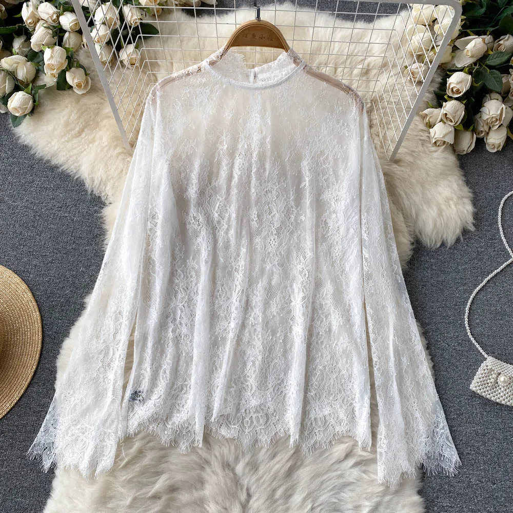 Женское Повседневное платье с длинным рукавом кружевной топ и винтажное