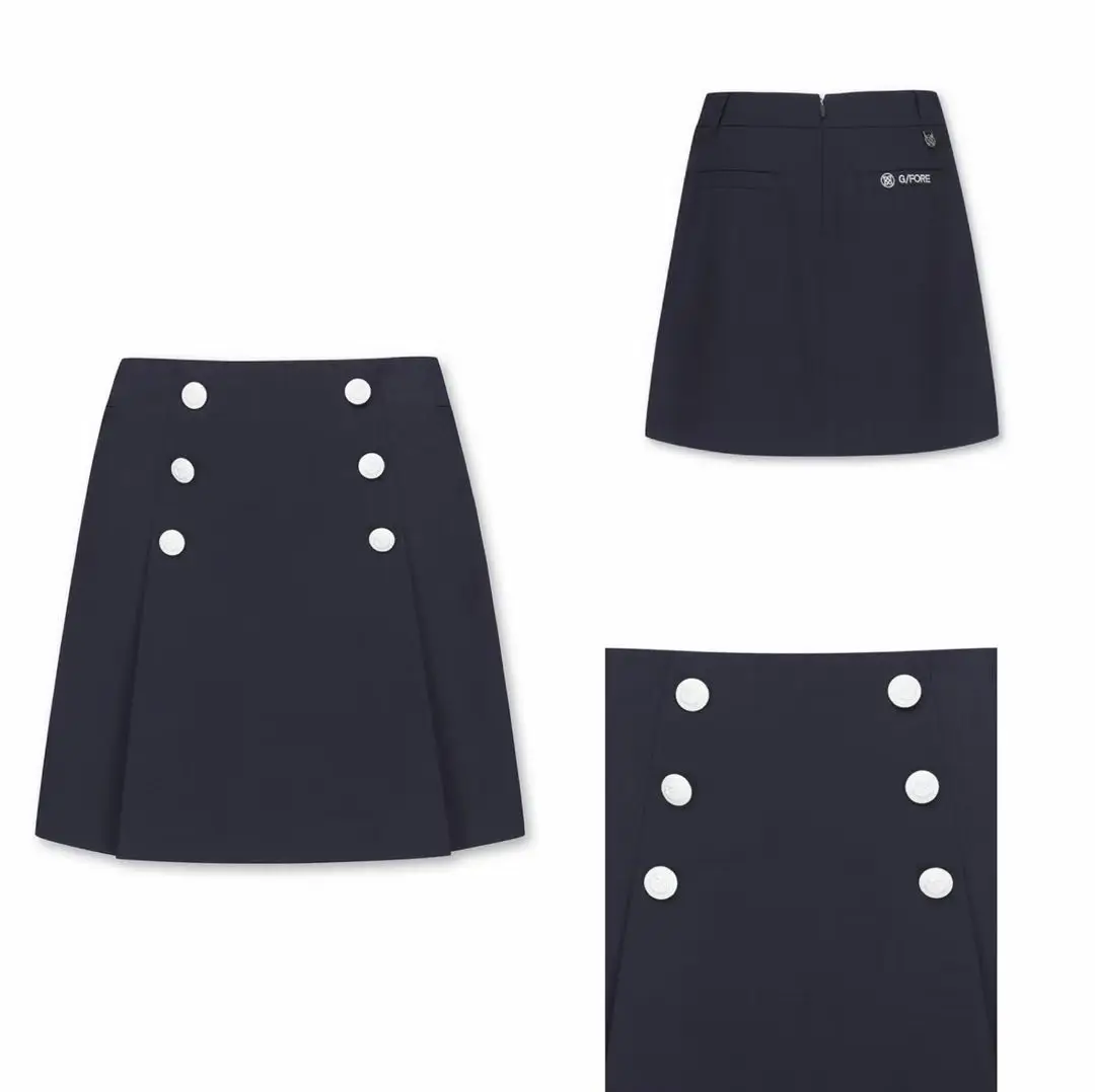 

Golf fashion dress black culottes sports functional fabrics preppy design