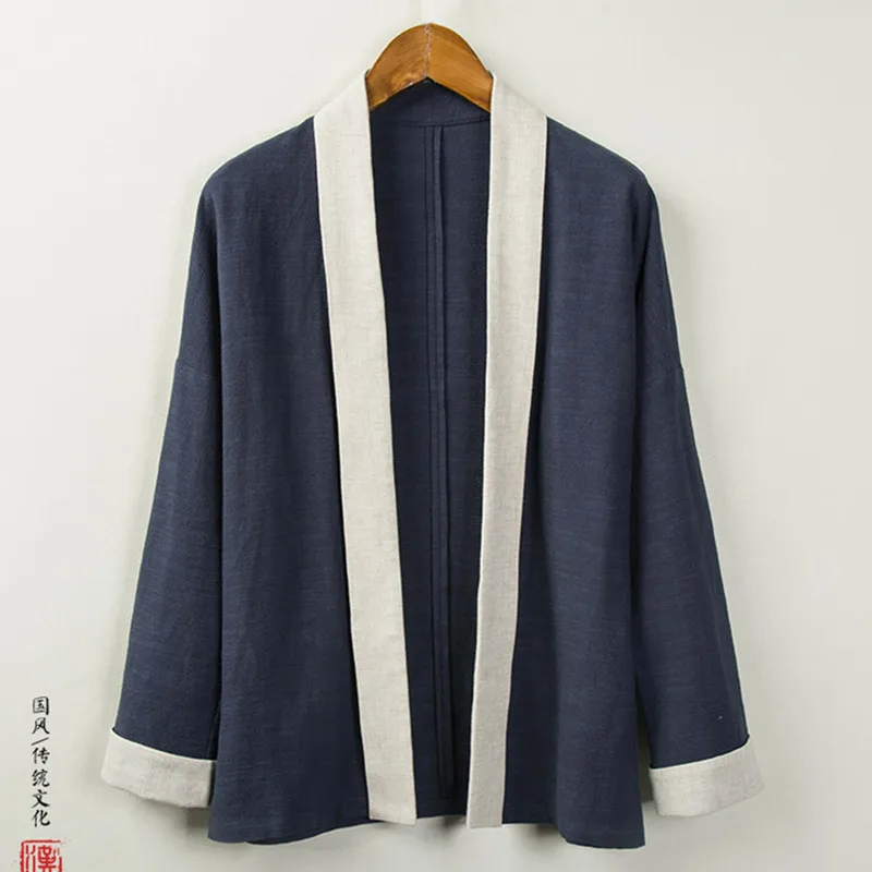 

2023 Chinese Tang Suit Wudang Hanfu Men's Clothing Cloak Cotton Linen Coat Ethnic Style Zen Clothing Ancient Costume Taoist Robe
