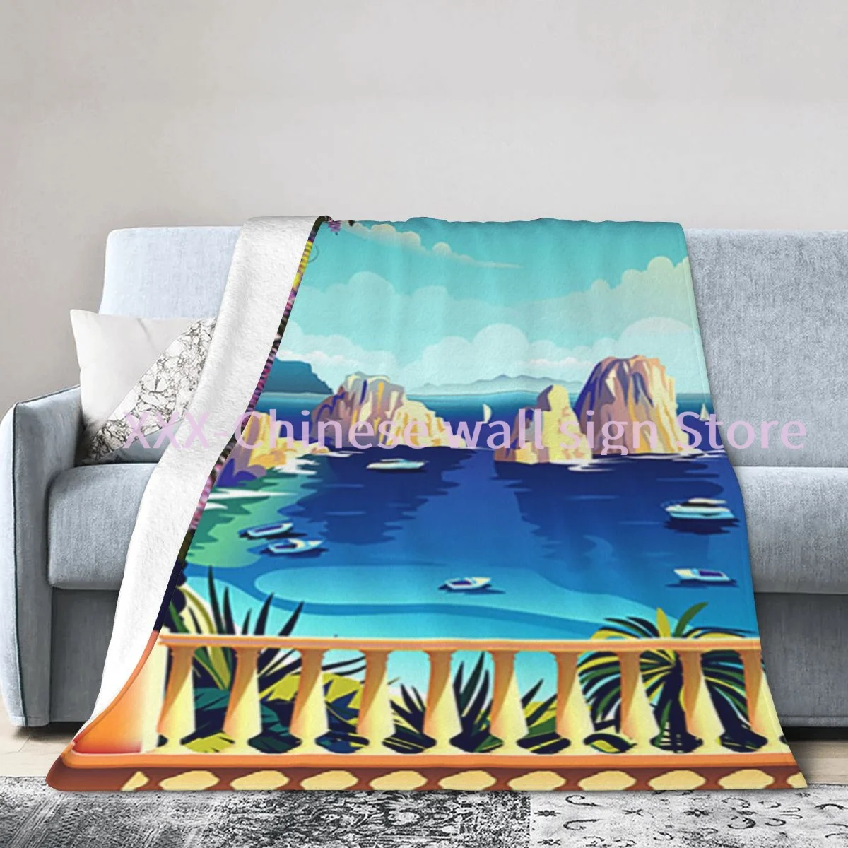

Vintage Famous Cityscape Italy France Greece Hawaii High Quality Throw Blanket Bedding 3D Printed Soft Micro-Fleece Blanket 3