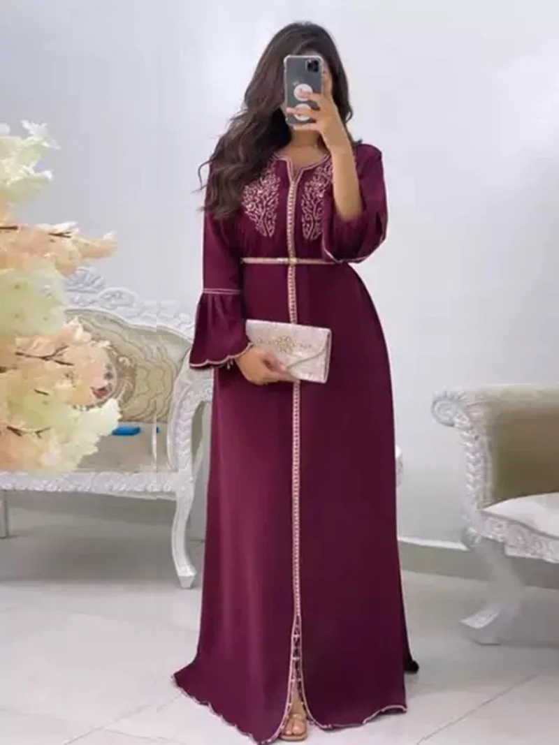 Muslim Women Prayer Dress Abaya Eid 2023 Ramadan Beading Maxi Long Dresses Islamic Musulman Moroccan Kaftan Vestdidos Turkey