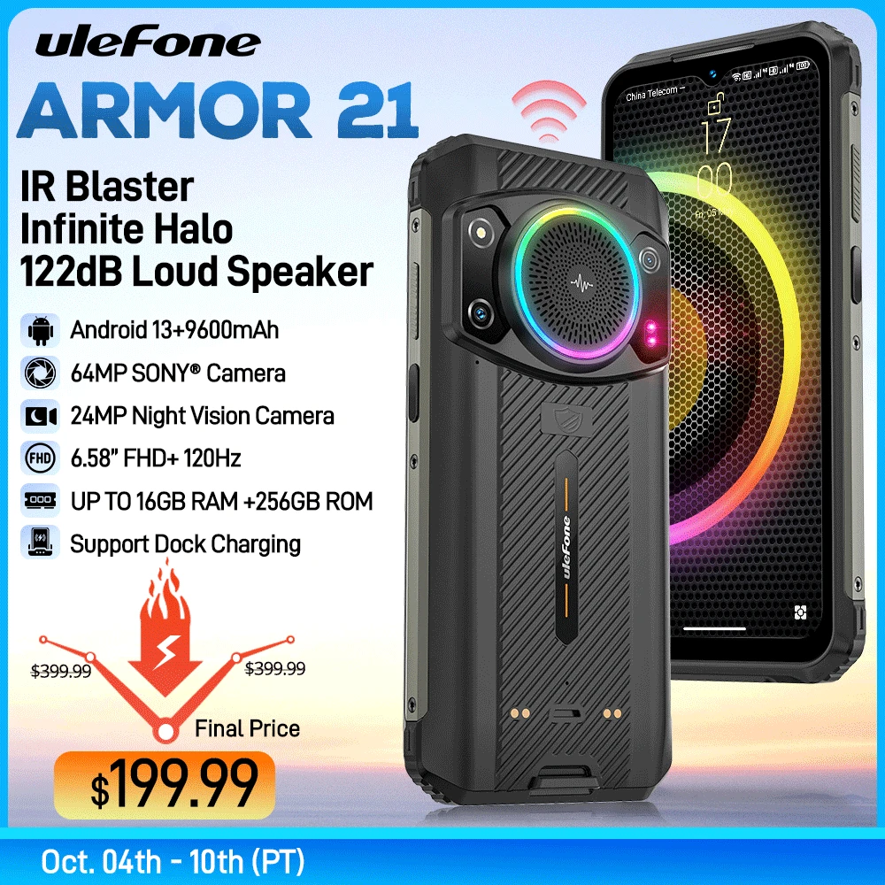 Ulefone Armor 21 Rugged Phone 16Gb Ram 256Gb Rom Smartphone Android 13 G99 Moblie Phone 64Mp 9600Mah 4G Cellulare Versione Globale
