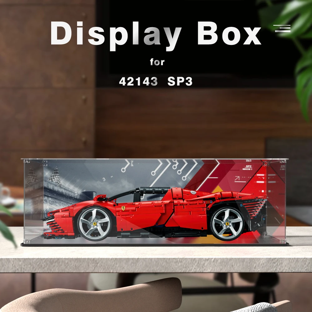Фото Акриловая витрина для Lego 42143 Ferrari SP3, Пылезащитная прозрачная витрина, коробка для хранения моделей чехлов (Набор игрушечных кирпичей в компл... №1