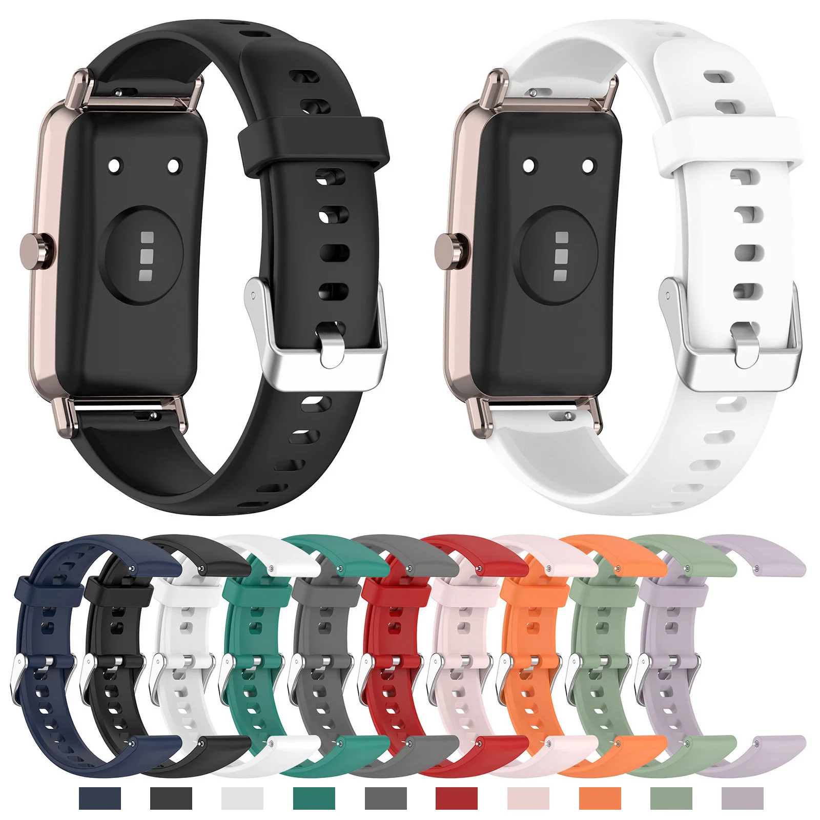 Silicone Watchstrap for Huawei Watch Fit Mini Watch Bracelets 16mm Sporty Breathable SmartWatch Wristband Multi-coloured Strap