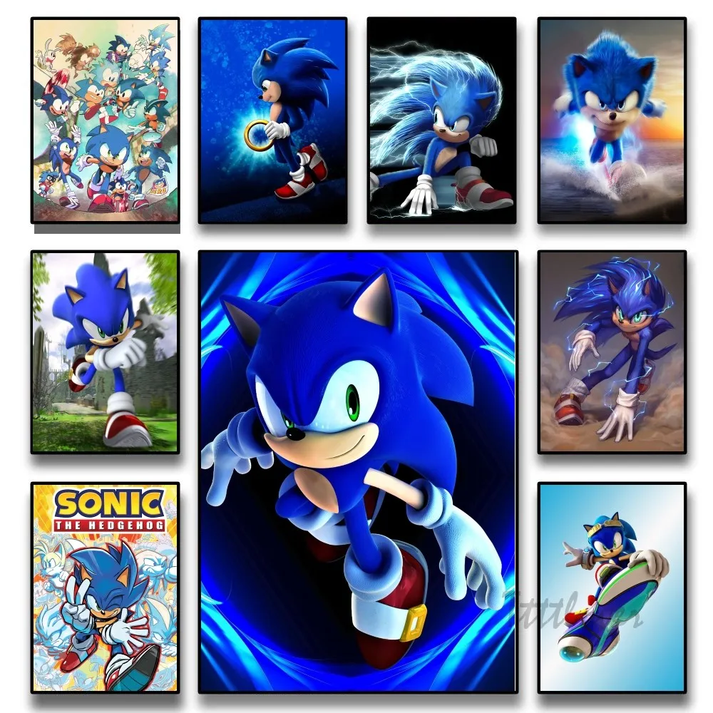 Классические аниме видеоигры Соника мультфильм плакат наклейки художественные