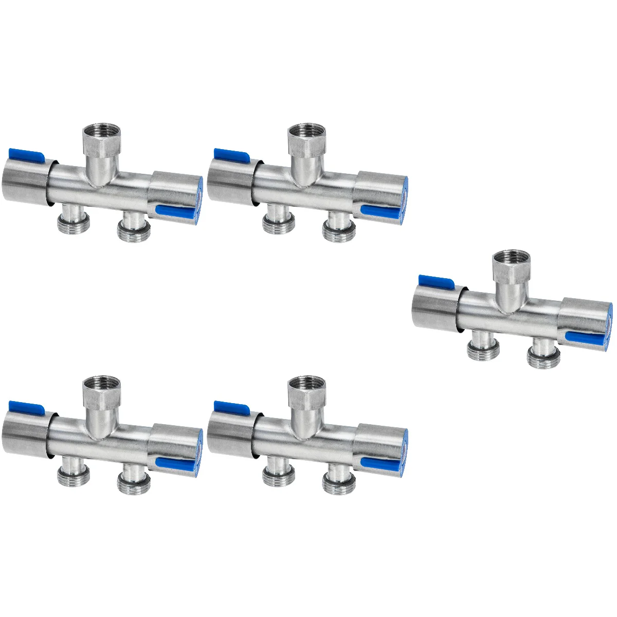 

5x Splitter Water Pipe Hose Adapter Stainless Steel Hose Splitter Washing Machine Tap Shunt for Indoor Home