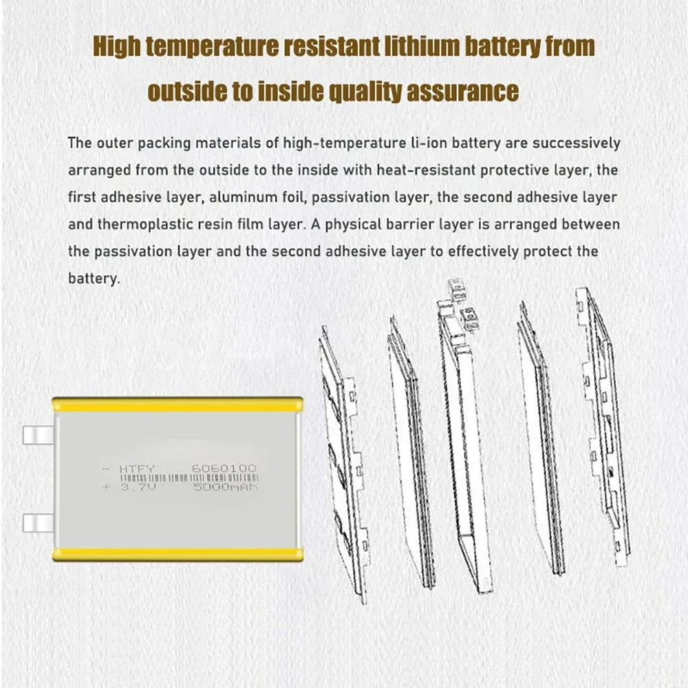 3 7 В 5000 мАч 6060100 Литий-полимерные аккумуляторные батареи Литий-полимерная батарея