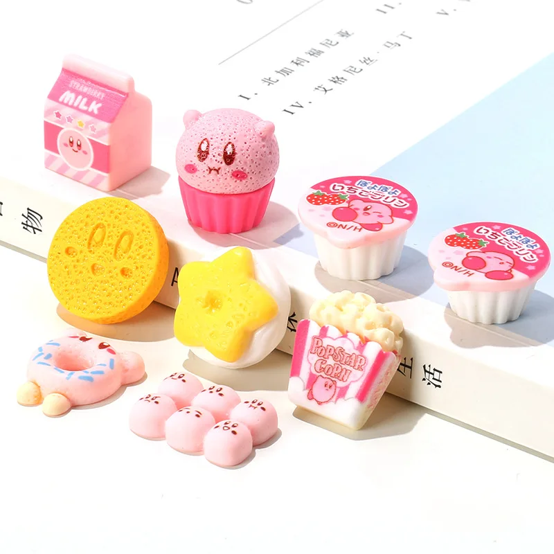 

Kawaii 1Inch 10Pcs Kirby Hairpin Water Cup Sticker Mobile Phone Shell Hole Shoes Resin Accessories New Cake Jelly Series