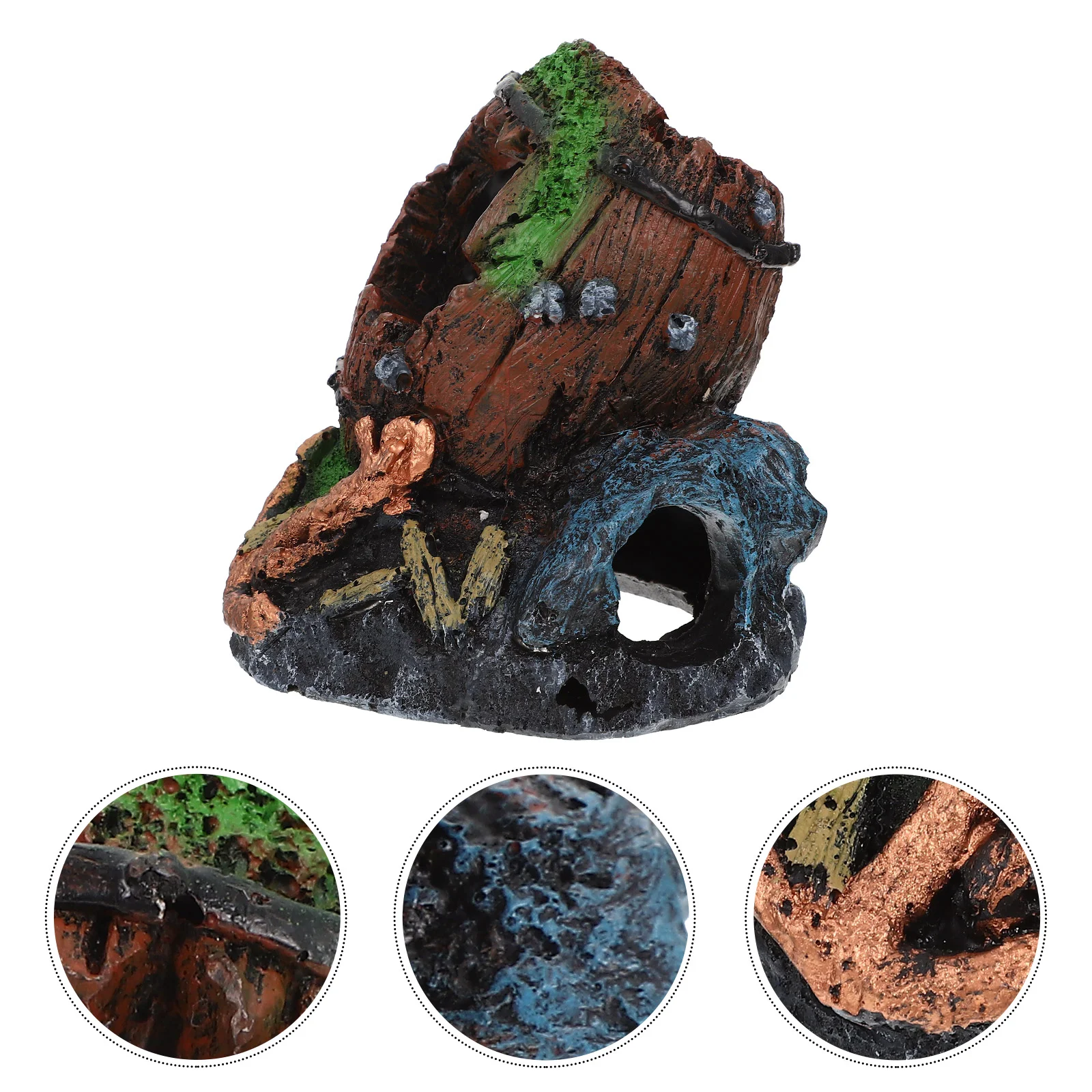

Aquarium Fish Tank Hideout Decor Cavehouse Hideaway Ornament Resin Betta Reptile Hide Accessory Hiding Hut Caves Aquatic Broken