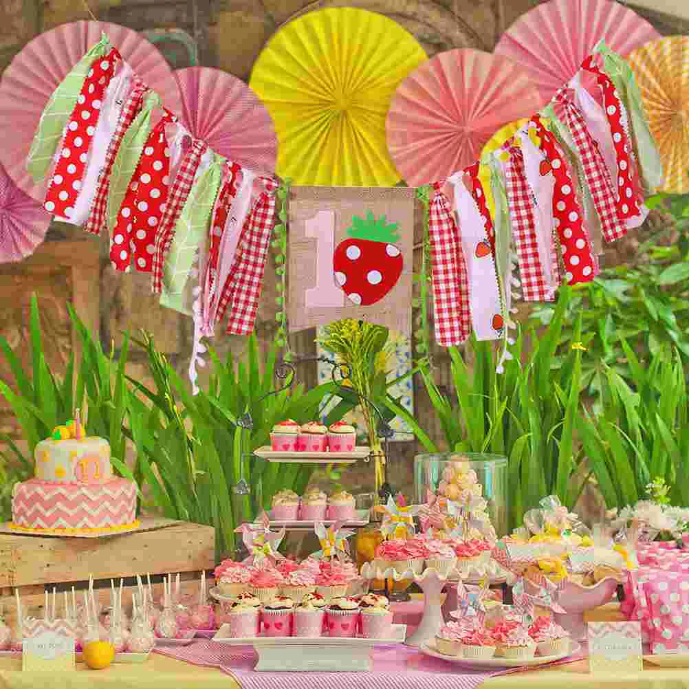 

Strawberry Banner Dining Chair Full Flag Party Bunting Birthday Wedding Venue Layout Supplies Decorative