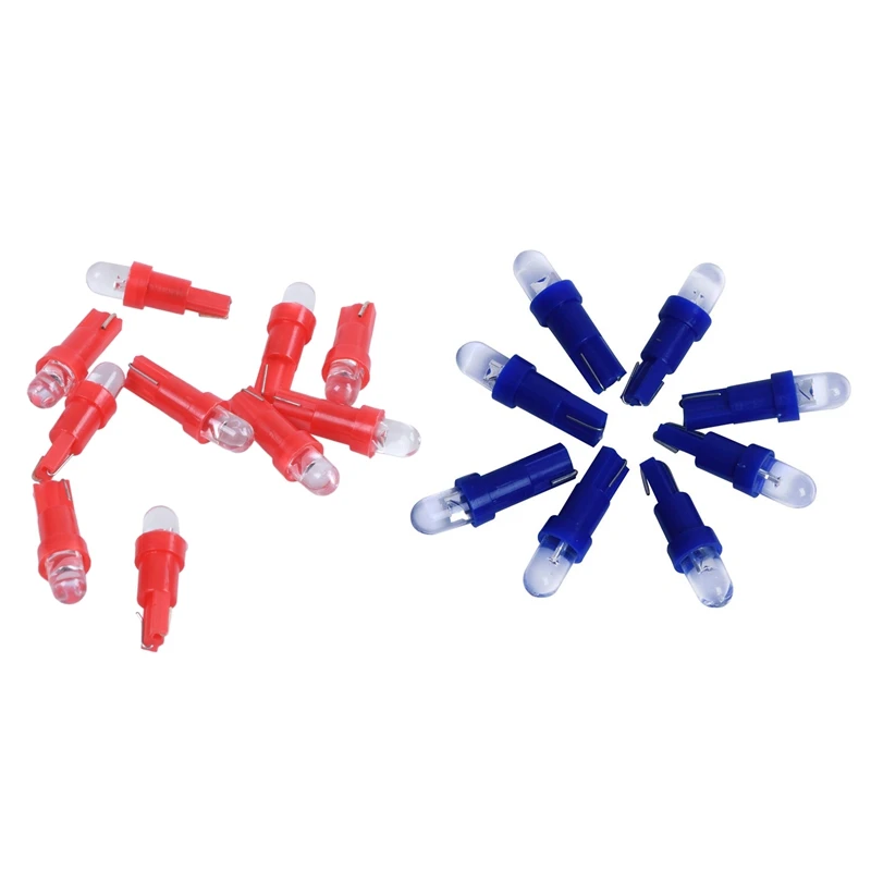 

Светодиодсветодиодный красная/синяя лампа для приборной панели, 20X12 В постоянного тока, лампа T5 для автомобиля