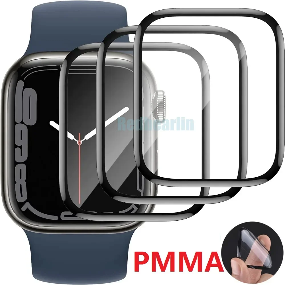 

100pcs PMMA Soft Glass Film For Apple Watch 41mm 45mm 42/38mm 49mm Screen Protector For Iwatch Series 8 7 6 5 4 3 Se 40/44mm