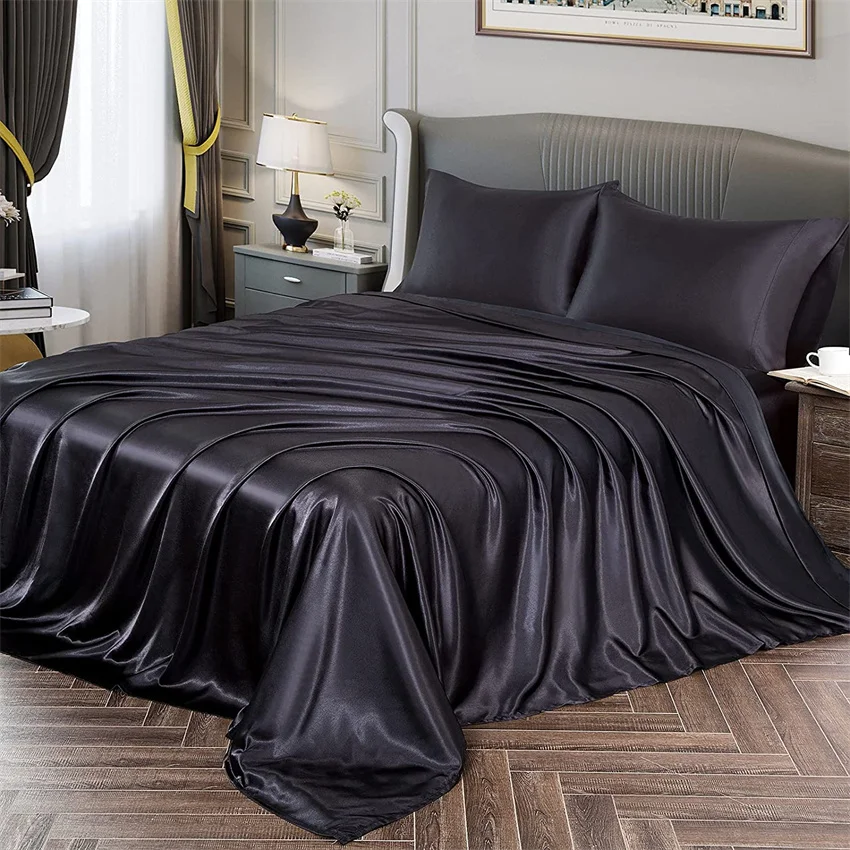 

Mulberry Silk Bed Sheet Set Luxury Bedding for Hotel Home Solid Color Queen King Size 1pc Fitted Sheet 1pc Flat Sheet Pillowcase