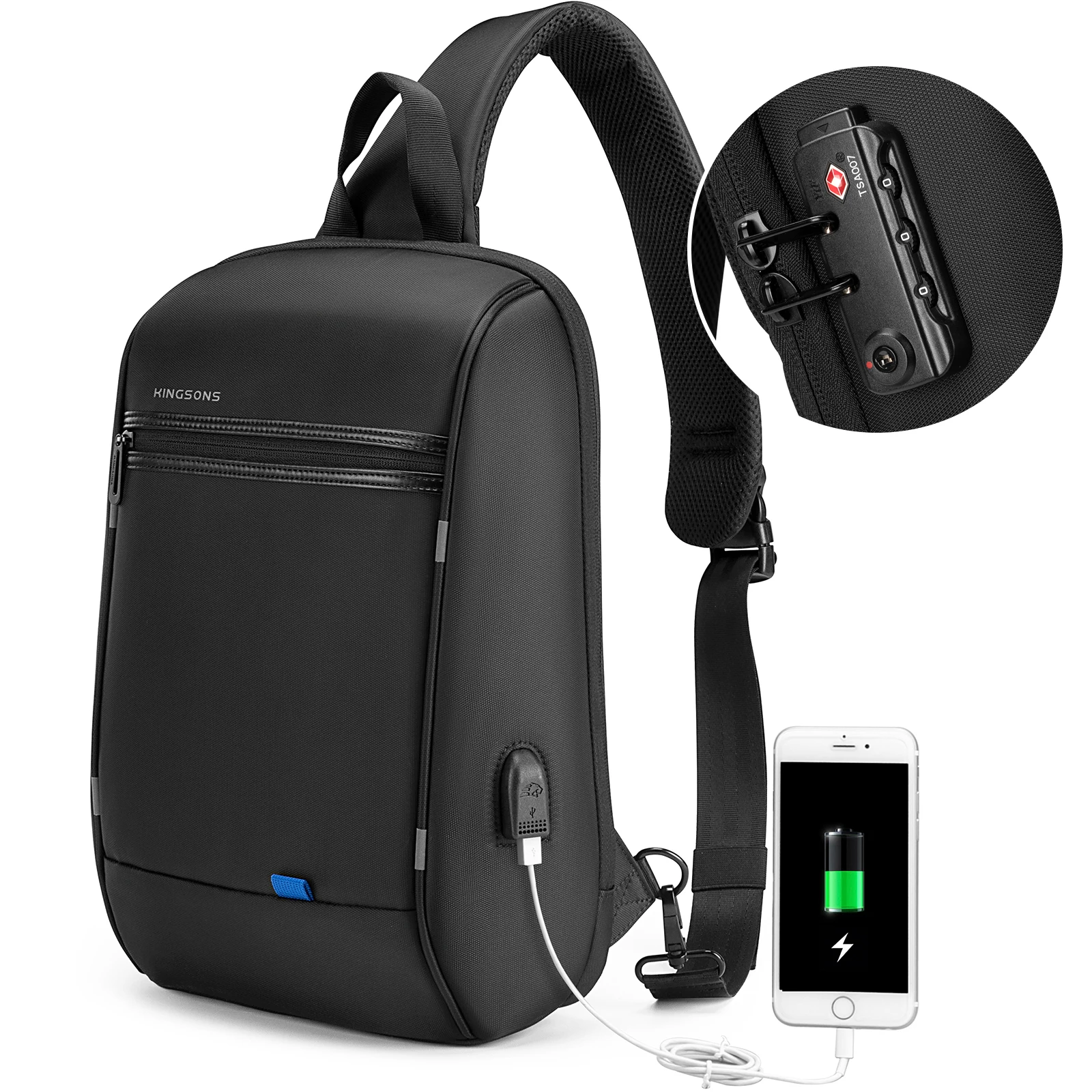 Kingsons противоугонный водонепроницаемый рюкзак на одно плечо для мужчин ноутбук 13