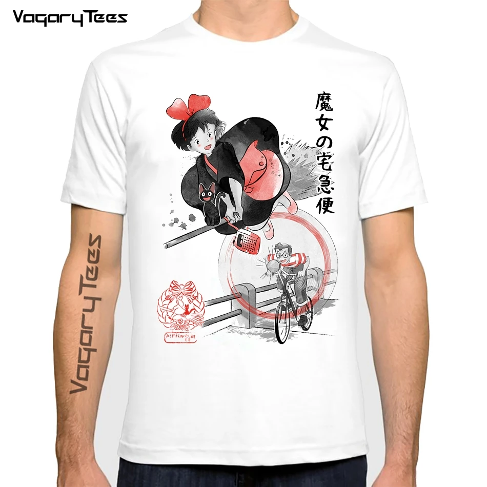 

Japanese Men Manga T Shirt Delivery Service Printing Short Sleeve Cute Cartoon gril graphics Print Clothes Tees Tops