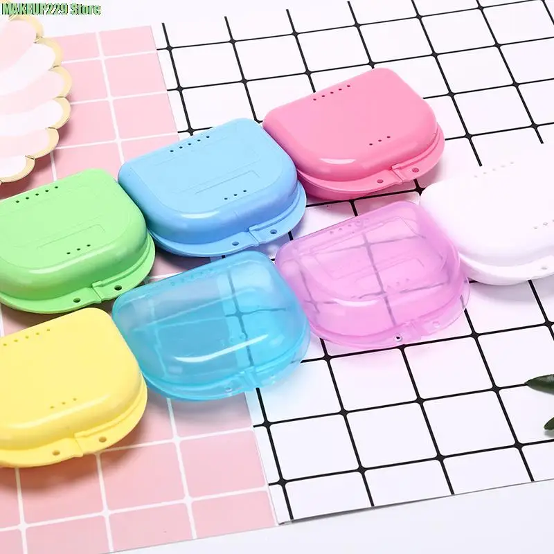

1PC Denture Bath Box Organizer Dental False Teeth Appliance Container Storage Boxes Dentures Cleaner Denture Storage Box Case