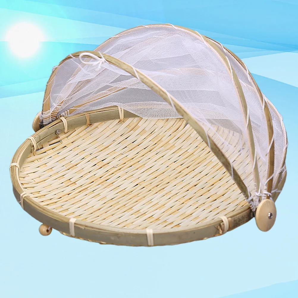 

Decorative Serving Basket Screen Protector Woven Dome Lid Cover Breakfast Storage Basket