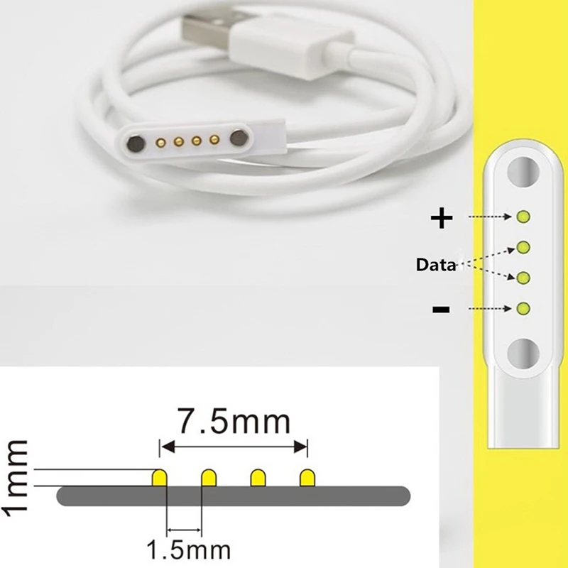 1 шт. зарядный кабель - магнитный зарядный кабель USB 2.0, 4-контактный, для умных часов KW88-F(x) (art.: 3920dc7cddecd) - 3920dc7cddecd