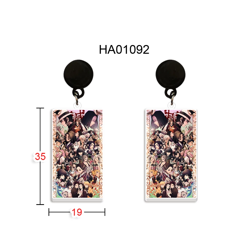 

Acrylic hook earrings 2021 new Anime Demon Slayer Kimetsu No Yaiba cartoon Character black Resin Epoxy Drop Earrings