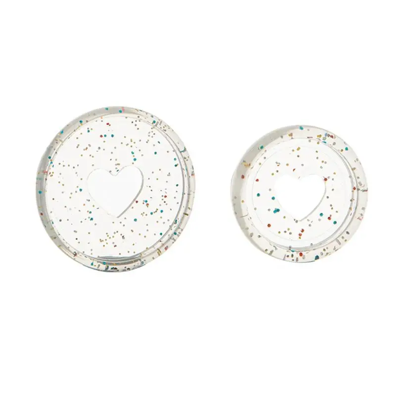 

HXBD 20pcs Glitter Sequin Heart Binder Rings Mushroom Hole Loose Leaf Notebook Binding Plastic Disc Buckle Hoop