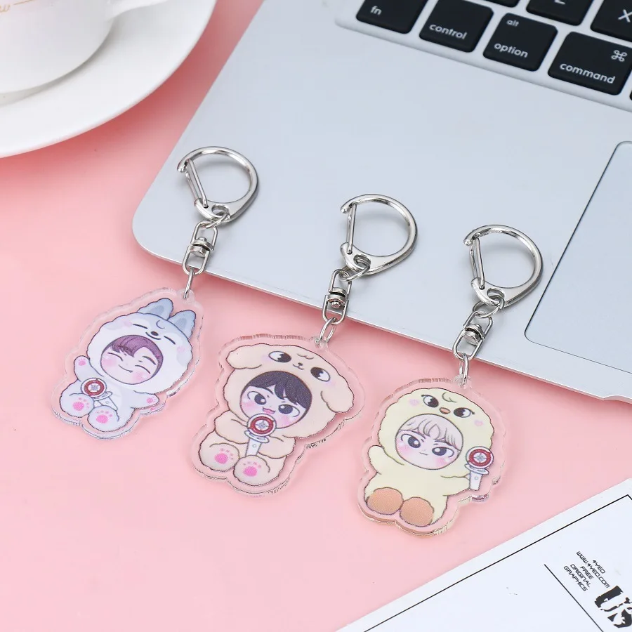 

KPOP Stray Kids NOEASY Acrylic Keychain Cartoon Pendant Backpack Decoration Accessories Fashion Idol Boys Fans Collection Gift
