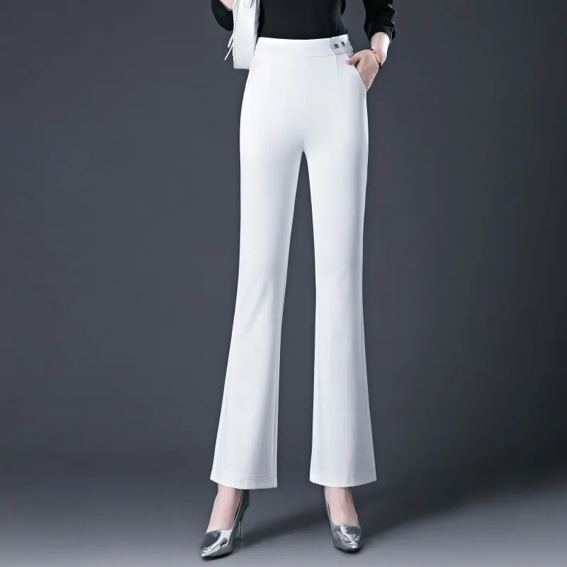 Женские брюки с высокой талией повседневные брюки-клеш тонкие и длинные штаны