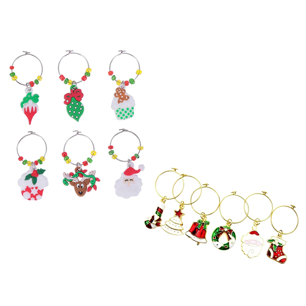 

12pcs Christmas Decor Charms Red Marker Markers Charms Christmas Rings