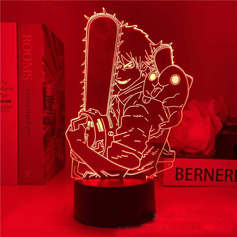 

Chainsaw man Pochita Denji 3d led lamp for bedroom night lights anime mange figure avatar room decor cute lover gift luces