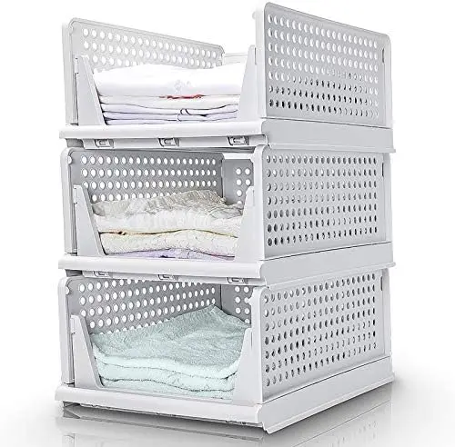 

Cajones para Armario Ropa apilables de Plástico para armario, cesta para estanterías, perfecto para dormitorio y cocina Almari