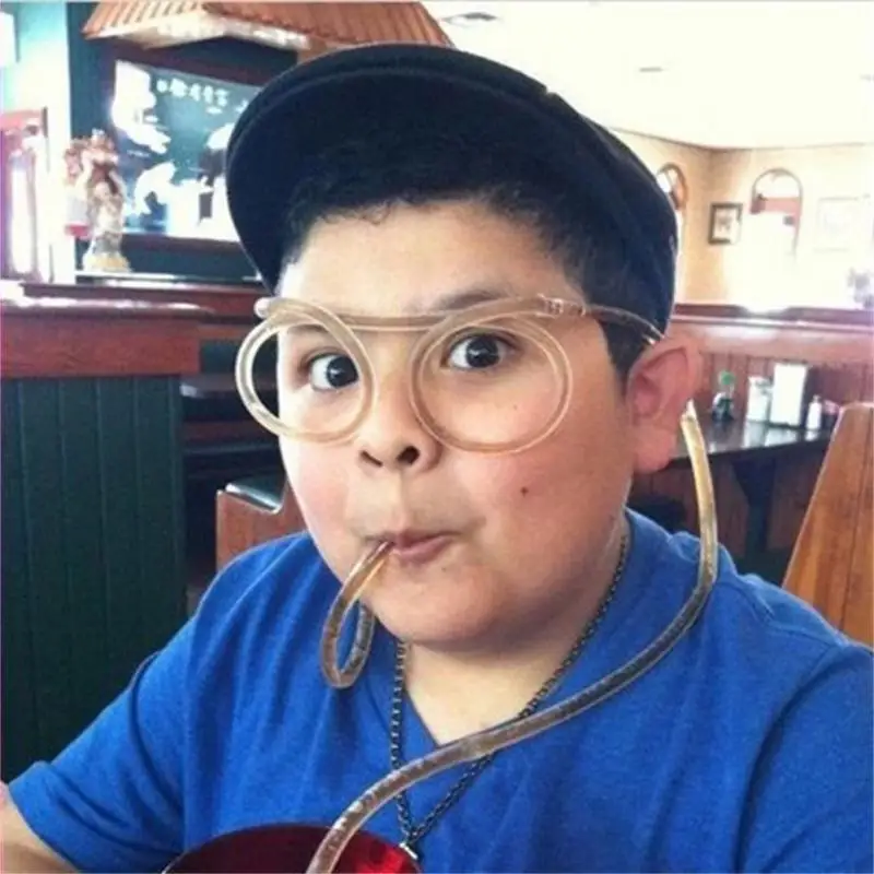 

Straw Glasses Funny Soft PVC Glasses Flexible Drinking Straws Kids Party Supplies Party Joke Tube Tools Kids Baby Birthday Party
