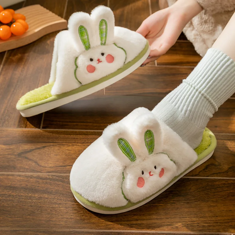 Lovely Bunny Plush Slippers for Women Kawaii Fluffy Winter Warm Women Slippers Indoor Cute Winter Plush Comfortable Slippers