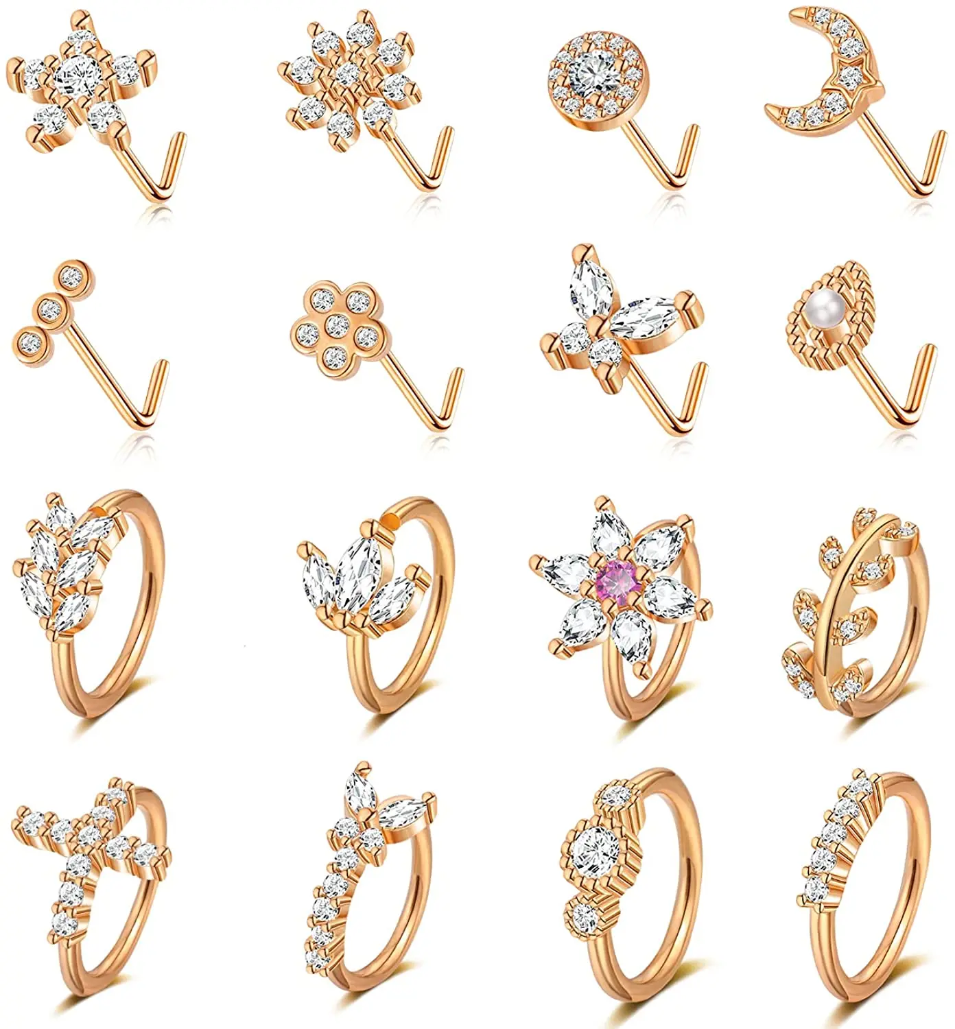 

Stainless Steel Nose Rings Hoop for Women CZ Cartilage Earring Hoop Nose Piercing Jewelry Gold Black Rose Gold Nose Ring Hoop