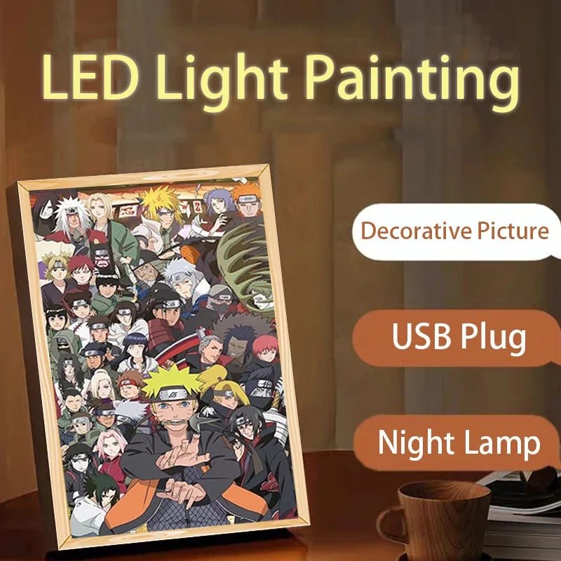 

NEW Naruto LED Light Painting NARUTO Madara Lamp Anime Kakashi Uchiha Itachi Might Guy Sasuke Action Figure Night Light Toy Gift