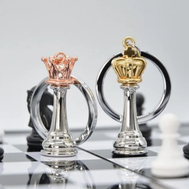 Современный модный стиль King Queen 3D-брелок с шахматными шарами унисекс