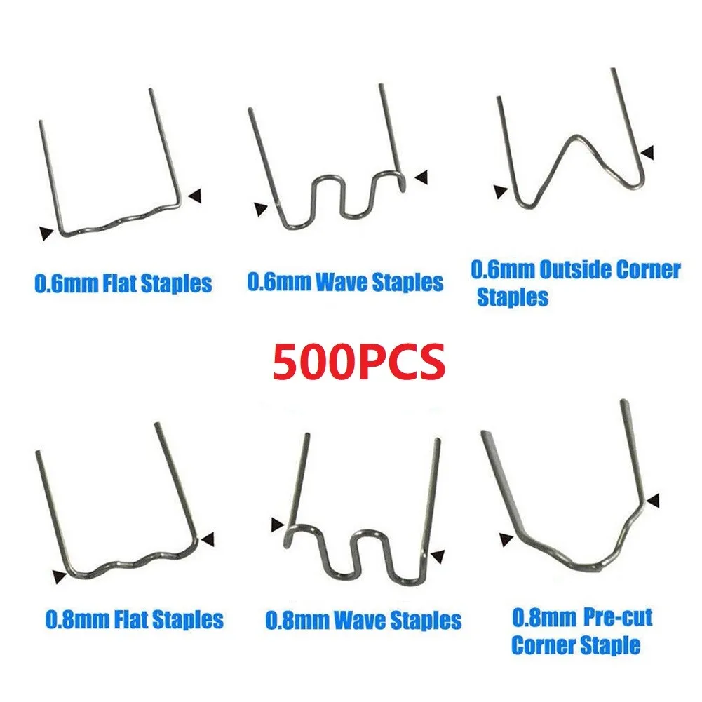 

500Pcs/Set Hot Stapler Plastic Staples Bumper 0.6mm 0.8mm Stainless Steel Wave Welding Wires For Welder Machine Soldering Tools