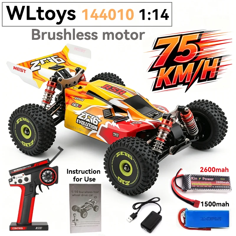 Фото WLtoys 124017 124007 Высокоскоростная радиоуправляемая машина 75 км/ч 2.4G RTR с бесщеточным двигателем, полноприводная, внедорожная, дрифт-модель, электрическая гоночная игрушка для детей и взрослых №2