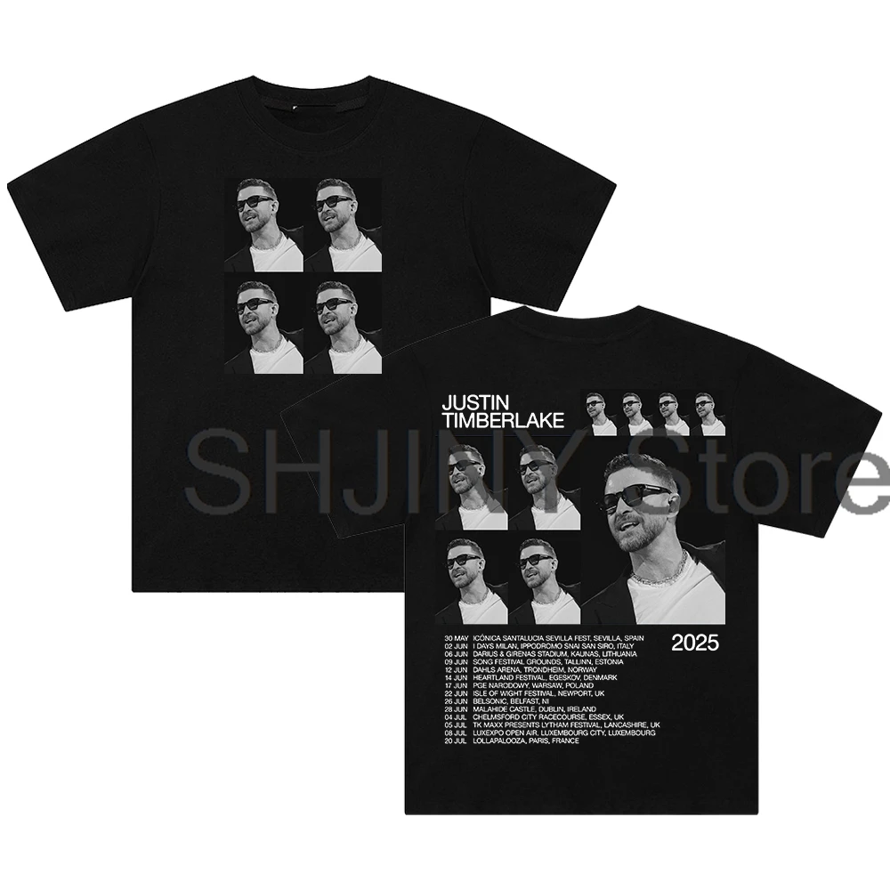 Футболка Justin Timberlake Europe Tour 2025 хлопковая футболка с круглым вырезом и короткими