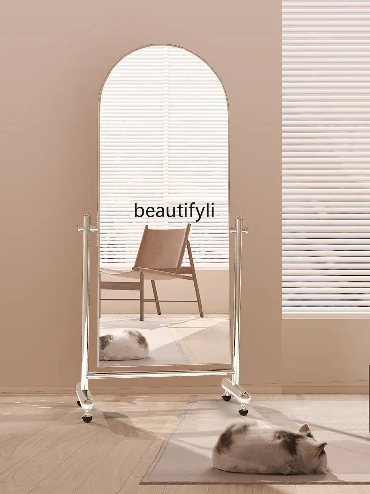 

zq Dance Clothing Store Beauty Slimming Floor Fitting Mirror Movable Roller Full-Length Mirror