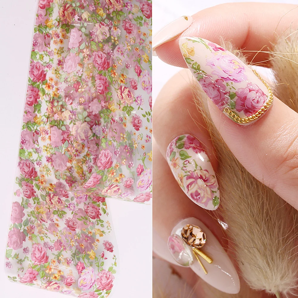 

10 Colours/Box Nail Leaf Stickers Varnish Mix Rose Flower Transfer Foil Nails Decal Cursors For Nail Art Foil Manicure Designs/6
