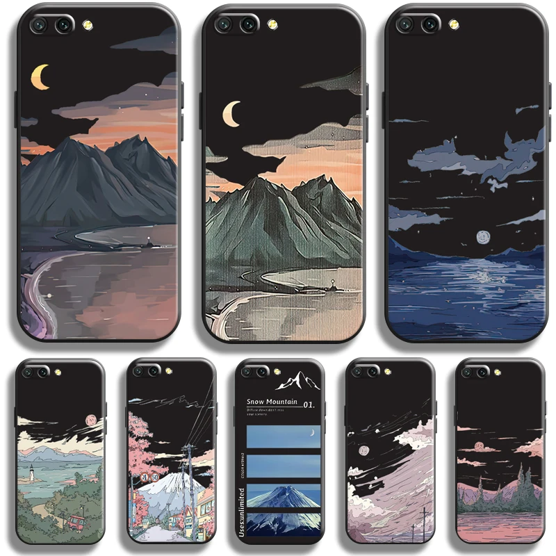 

Landscape Painting Phone Case For Huawei Honor 10 10i 9 9A Honor 10X 9X Lite Pro Funda Liquid Silicon Black Coque TPU Carcasa